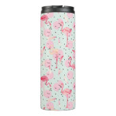 Flamingo-veren op pokadots | Jouw namen toevoegen Thermosbeker (Achterkant)