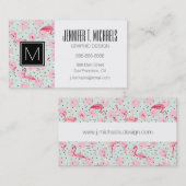 Flamingo-veren op pokadots | Jouw namen toevoegen Visitekaartje (Voorkant / Achterkant)