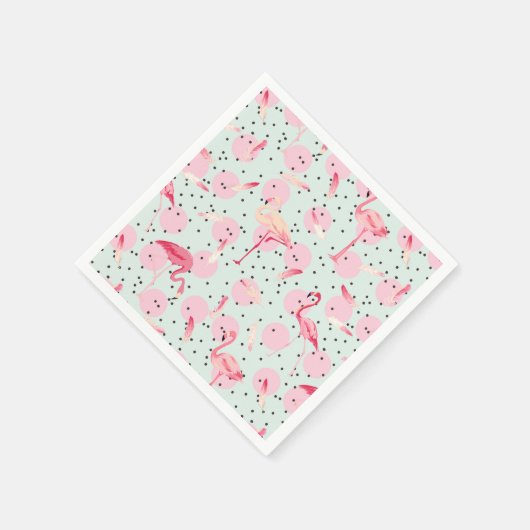 Flamingo-veren op pokadots servet (Hoek)