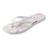 Flamingo-veren op pokadots teenslippers (Schuin)
