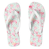 Flamingo-veren op pokadots teenslippers (Voetbed)