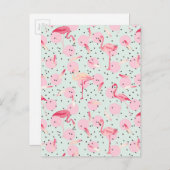 Flamingo veren op Polka dots 2 Briefkaart (Voorkant / Achterkant)