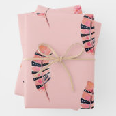 Flamingo & veren wrapping papier set van 3 inpakpapier vel (In situ)