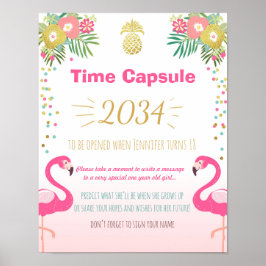 Flamingo Verjaardag gastenboek Tijd Capsule Ananas Poster