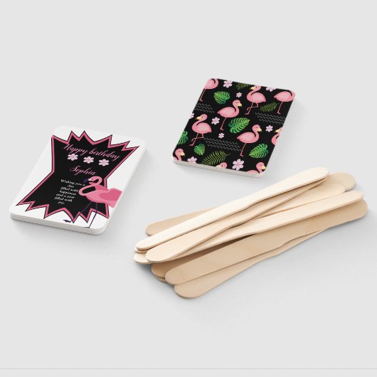 Flamingo verjaardag handwaaier (Niet-gemonteerd)