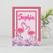 Flamingo verjaardag kaart (Staand voorkant)