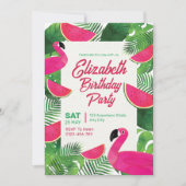 Flamingo Verjaardag uitnodiging, Pool Party verjaa Kaart (Voorkant)