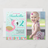 Flamingo Verjaardag Uitnodiging Topical Pool Party (Voorkant)