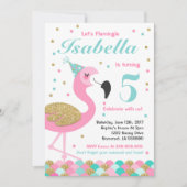 Flamingo Verjaardag Uitnodiging Topical Pool Party (Voorkant)