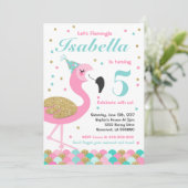 Flamingo Verjaardag Uitnodiging Topical Pool Party (Staand voorkant)