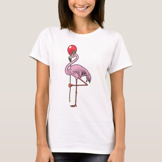 Flamingo Verjaardagsballon T-shirt (Voorkant)