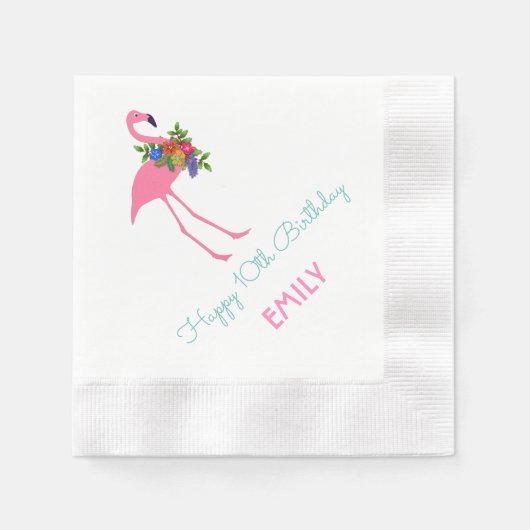 Flamingo verjaardagsfeest met Kerstmis Servetten (Voorkant)