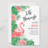 Flamingo Verjaardagsfeestje Kaart (Voorkant)