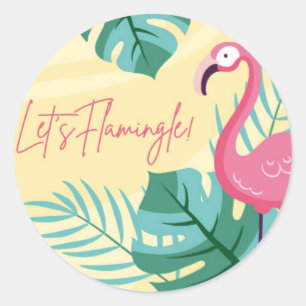 Flamingo Verjaardagsfeestje - Let's Flamingle Stic Ronde Sticker