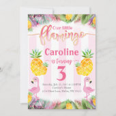 Flamingo verjaardagsfeestje uitnodiging ananas (Voorkant)