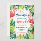 Flamingo Verjaardagsfeestuitnodiging Let’s Flaming Kaart (Voorkant)