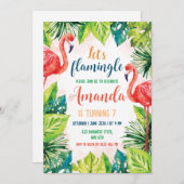 Flamingo Verjaardagsfeestuitnodiging Let’s Flaming Kaart (Voorkant / Achterkant)