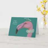 Flamingo verjaardagskaart kaart (Gele Bloem)