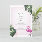 Flamingo Verjaardagsmenu Poster, Zwembadfeest Menu (Staand voorkant)