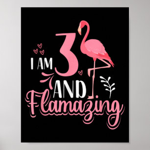 Flamingo verjaardagsquote ontwerp grappig 3 jaar o poster