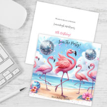 Flamingo Verjaardagsstrandfeest Uitnodiging