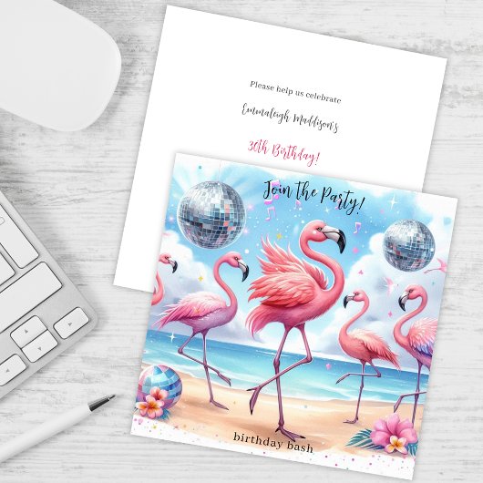 Flamingo Verjaardagsstrandfeest Uitnodiging
