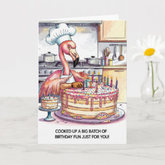 Flamingo Verjaardagstaart Grote Batch Plezier Kaart