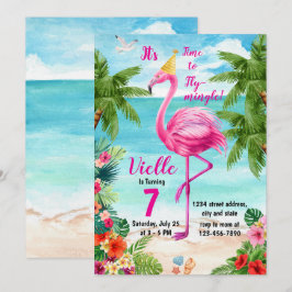 Flamingo verjaardagsuitnodiging, Flamingo verjaard Kaart