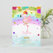 Flamingo verjaardagsuitnodiging kaart (Staand voorkant)