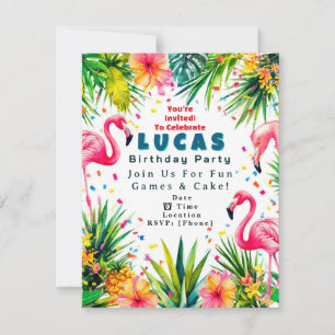 Flamingo verjaardagsuitnodiging – Persoonlijke kin RSVP Kaartje