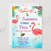 Flamingo verjaardagsuitnodiging Tropische luau uit Kaart (Voorkant)