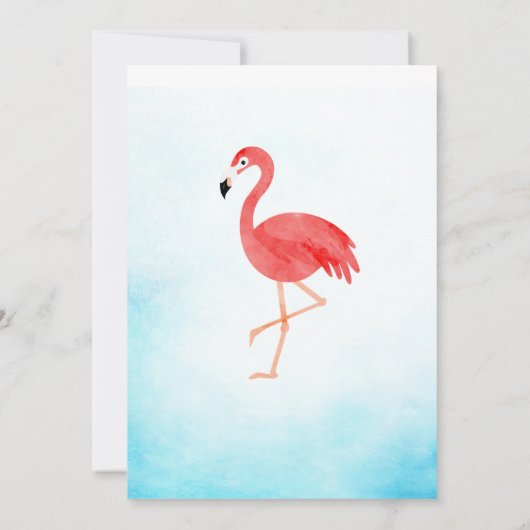 Flamingo verjaardagsuitnodiging Tropische luau uit Kaart (Achterkant)
