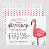 Flamingo verjaardagsuitnodigingen kaart (Voorkant / Achterkant)