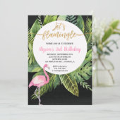 Flamingo verjaardagsuitnodigingen, laten we flamin kaart (Staand voorkant)