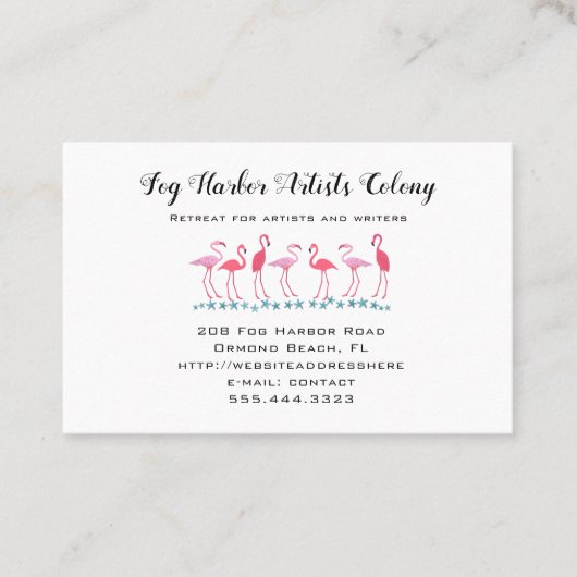 Flamingo Verzamelen van de Beach Located Visitekaa Visitekaartje (Voorkant)