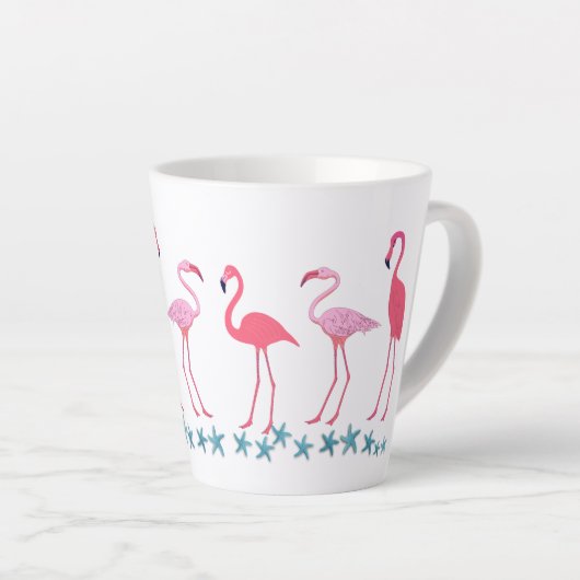 Flamingo-verzameling en zeester latte mok (Rechterhoek)