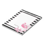 Flamingo Vibes Alleen Zwart & Wit Strepen Flamingo Notitieblok (Linkerzijde)
