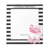 Flamingo Vibes Alleen Zwart & Wit Strepen Flamingo Notitieblok (Voorkant)
