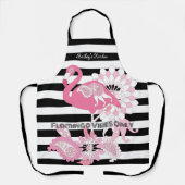 Flamingo Vibes Alleen Zwart & Wit Strepen Flamingo Schort (Voorkant)