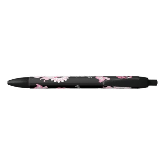 Flamingo Vibes Only - Black Pink Flamingo Zwarte Inkt Pen (Achterkant)