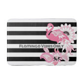 Flamingo Vibes Only Black & White Stripe Flamingo Badmat (Voorkant)