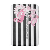 Flamingo Vibes Only Black & White Stripe Flamingo Badmat (Voorkant Verticaal)