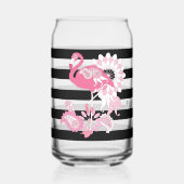 Flamingo Vibes Only Black & White Stripe Flamingo Blikvorm Glas (Voorkant)