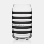 Flamingo Vibes Only Black & White Stripe Flamingo Blikvorm Glas (Achterkant)