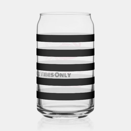 Flamingo Vibes Only Black & White Stripe Flamingo Blikvorm Glas (Achterkant)