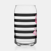 Flamingo Vibes Only Black & White Stripe Flamingo Blikvorm Glas (Rechts)