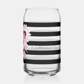 Flamingo Vibes Only Black & White Stripe Flamingo Blikvorm Glas (Links)