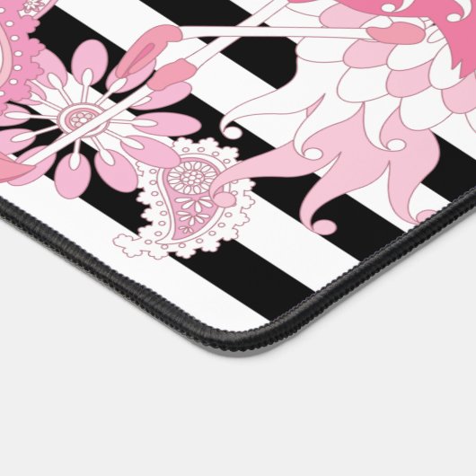 Flamingo Vibes Only Black & White Stripe Flamingo Bureaumat (Hoek)