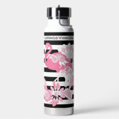 Flamingo Vibes Only Black & White Stripe Flamingo Waterfles (Links)