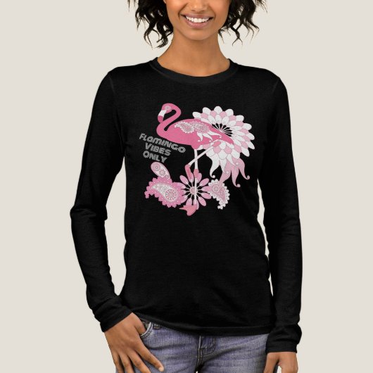 Flamingo Vibes Only - Paisley Pink Flamingo Tri-Blend Shirt (Voorkant)